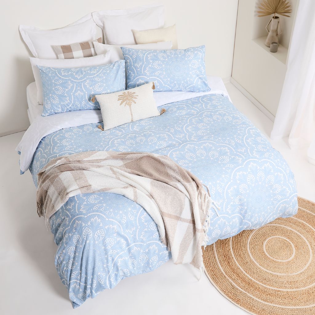 Living & Co Duvet Cover Set Check Blue The Warehouse