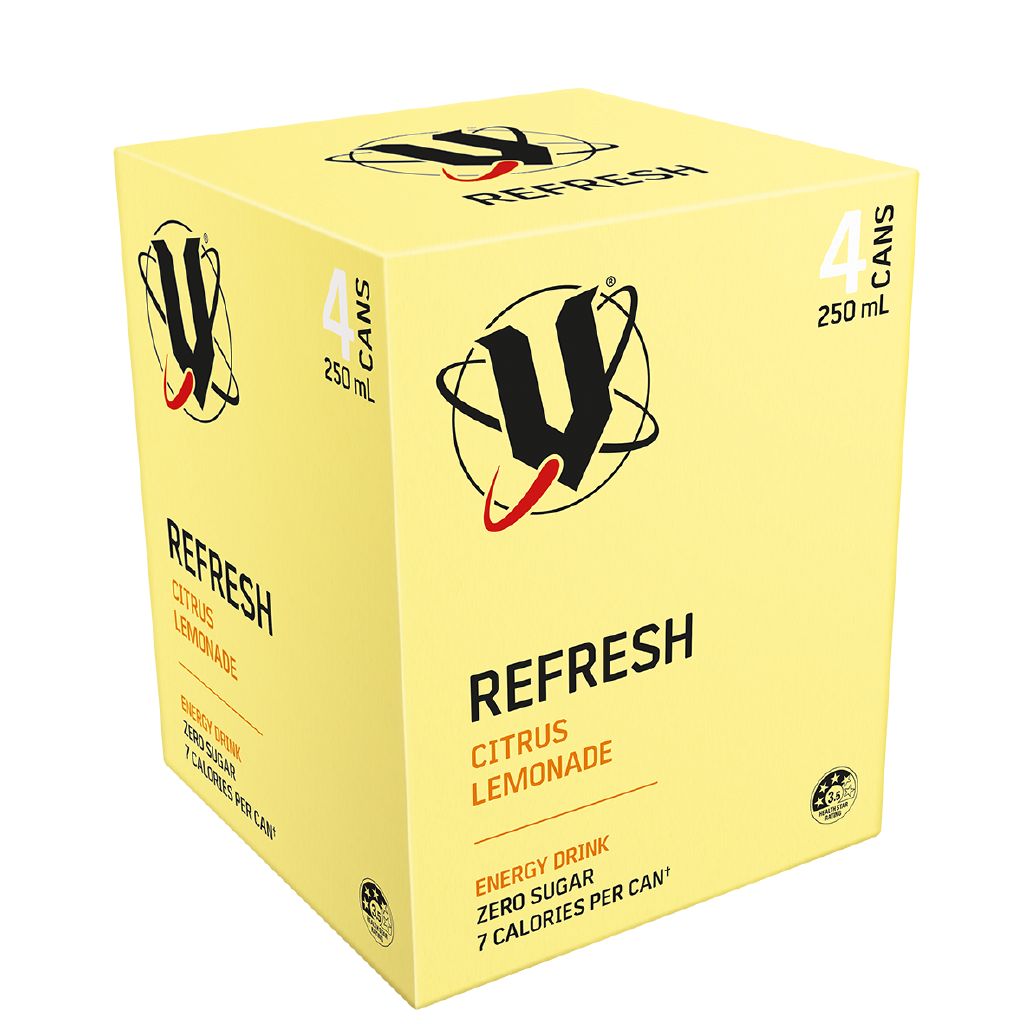 V Refresh Citrus Lemonade 4 Pack 250ml The Warehouse