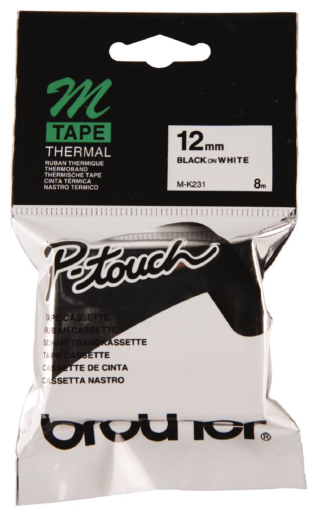 Brother Label Tape MK231 12mm Black/White The Warehouse