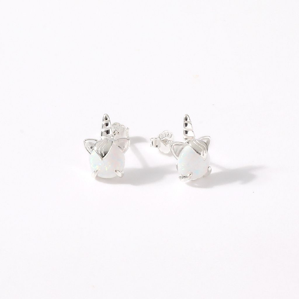 Young Original Sterling Silver Kids Unicorn Stud Earrings Sterling