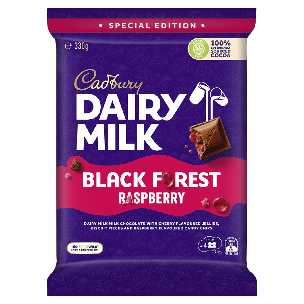 Cadbury Raspberry Black Forest Large Block 330g | The Warehouse