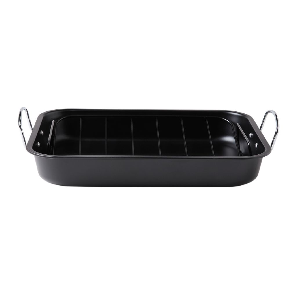 Living & Co Heavy Gauge Roaster with Rack Black Black | The Warehouse
