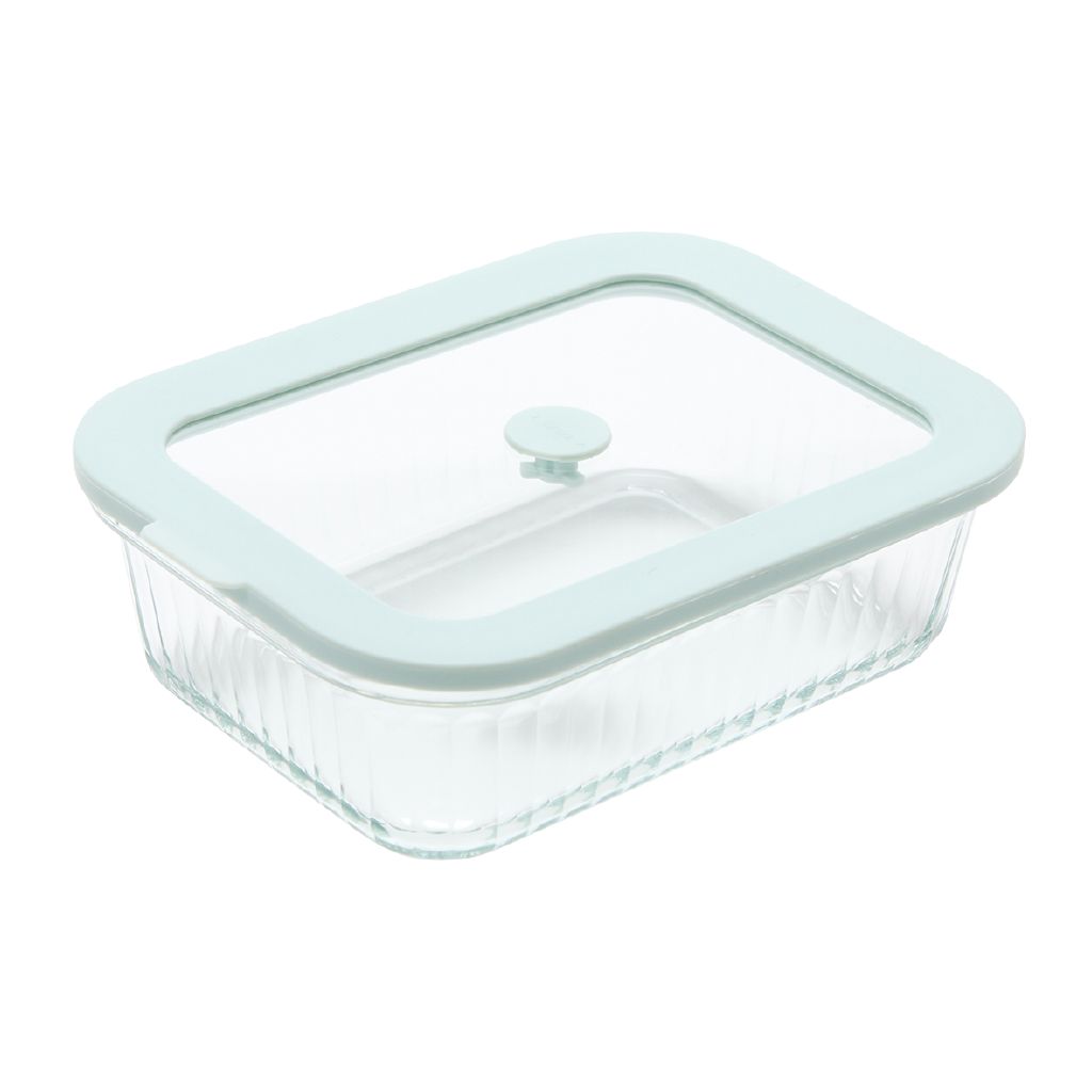 Rectangular Ribbed Container Living & Co Ribbed Rectangle Glass Food Storage Container 1L Clear ...
