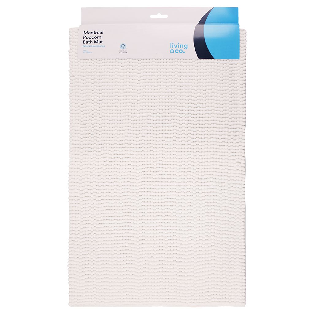 Living & Co Montreal Popcorn Bath Mat White 50cm x 80cm White The