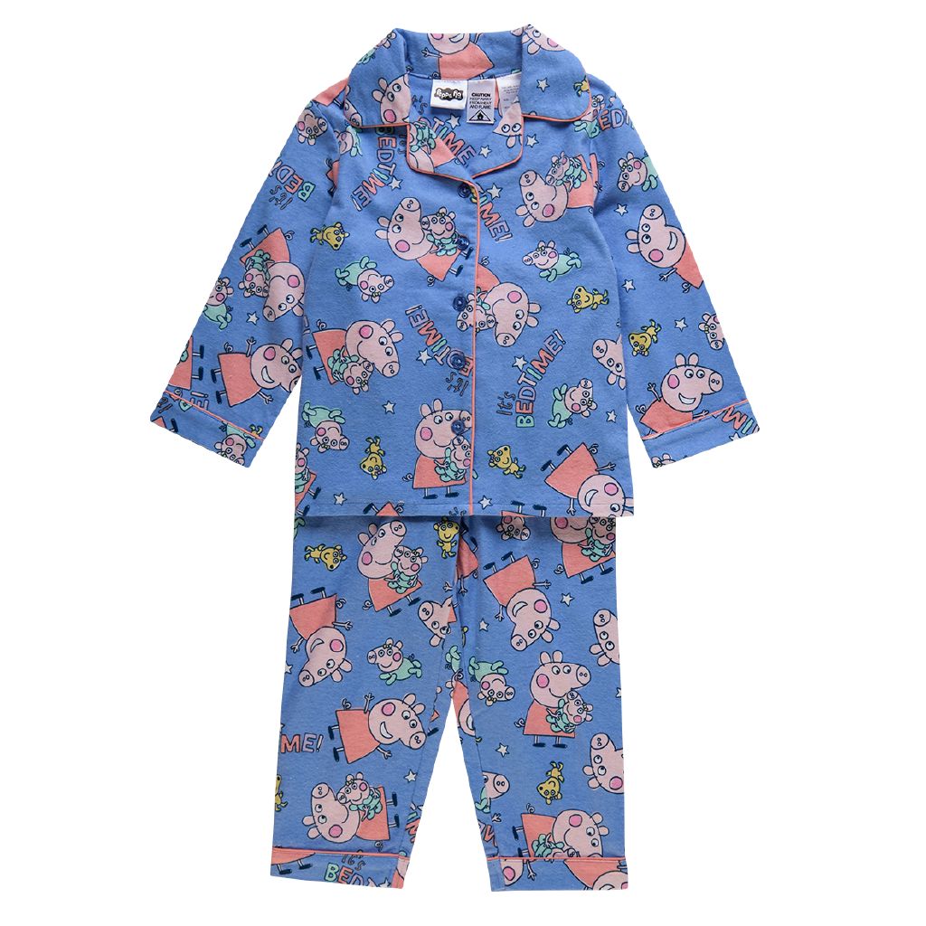 Peppa Pig Girls' Flannelette Button Up Pyjama Set