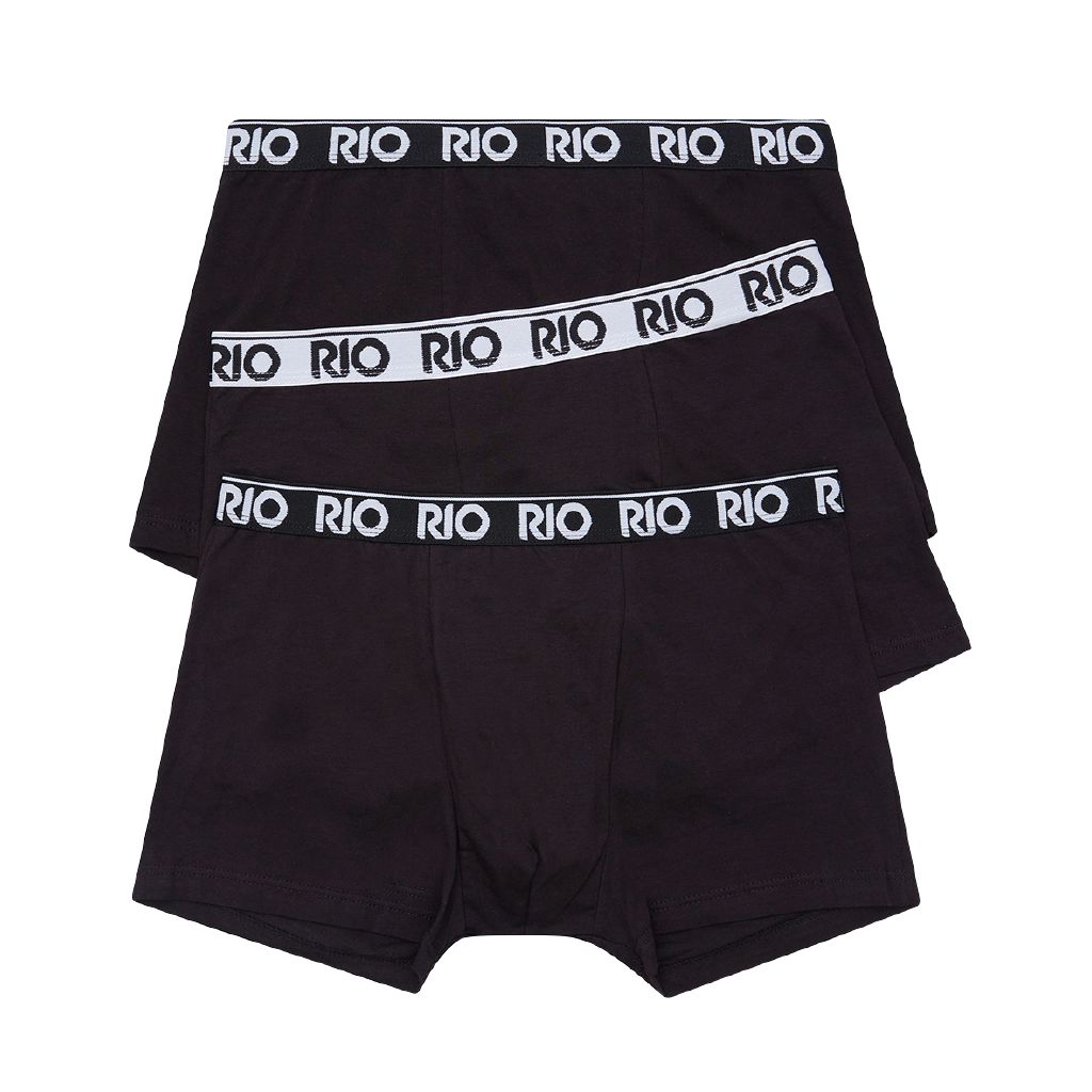 Rio Men's Hipster Trunks 3 Pack Black The Warehouse