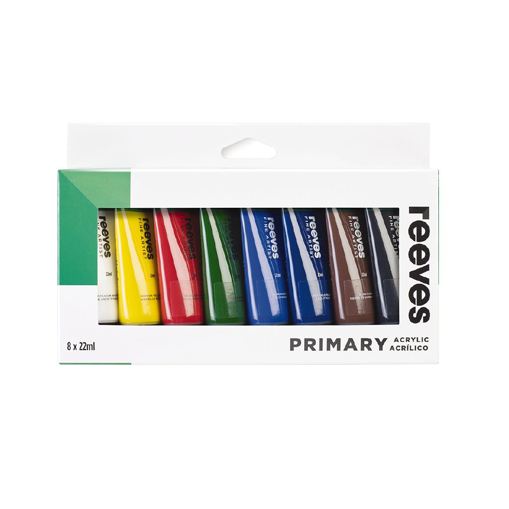 Reeves Acrylic Primary 22ml Set 8 pack The Warehouse