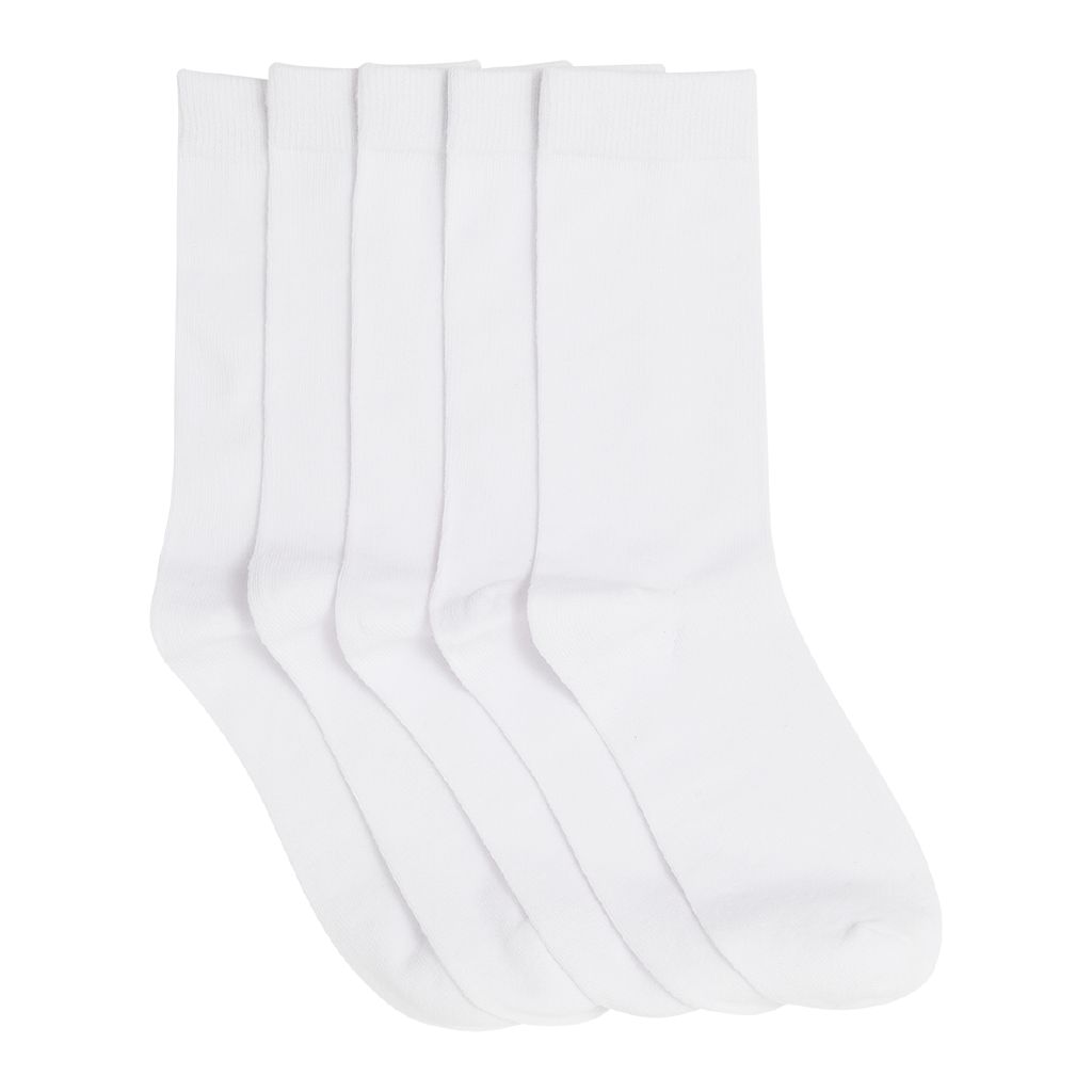 H&H Women's Crew Socks 5 Pack White The Warehouse