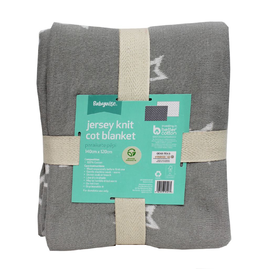 Babywise Jersey Knit Cot Blanket White White The Warehouse