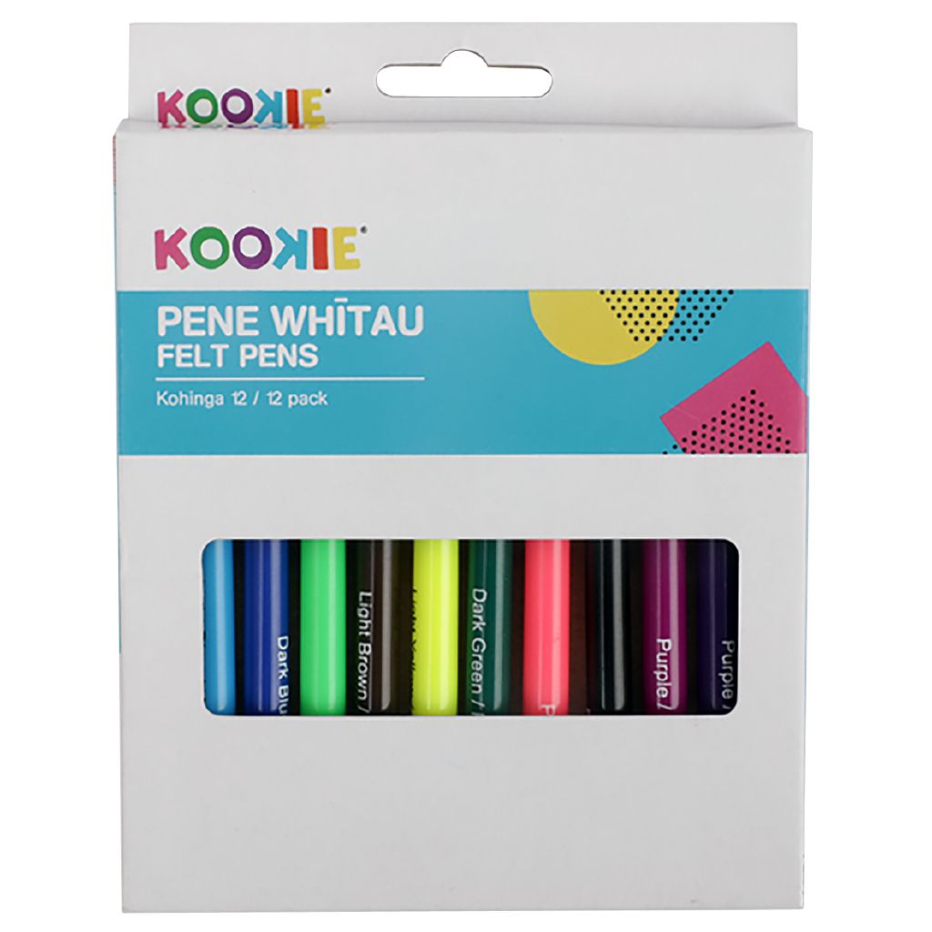 Kookie Te Reo Felt Pens 12 Pack MultiColoured The Warehouse