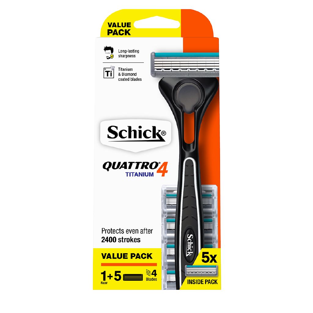 Schick Quattro Titanium Hybrid Men Disposable Razors 5 Pack | The Warehouse