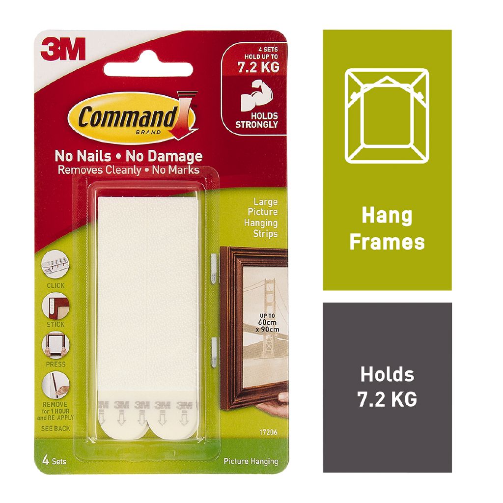 Command Picture Hanging Strips 4 Pack Large White The Warehouse