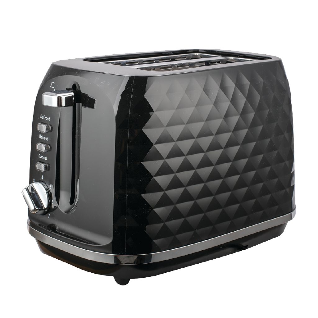 Living & Co Diamond Toaster 2 Slice Black Black The Warehouse