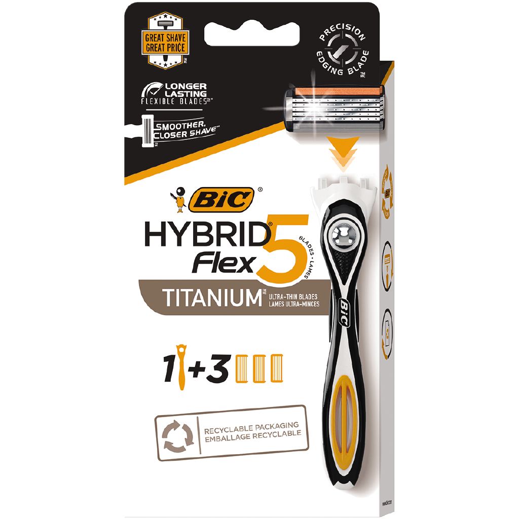 Bic Flex 5 Hybrid Men's 5-Blade Disposable Razors Black 3 Pack Black ...