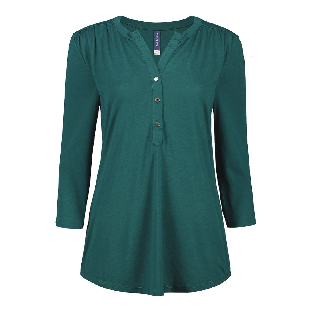 Pickaberry Women's Henley Top Green Dark The Warehouse
