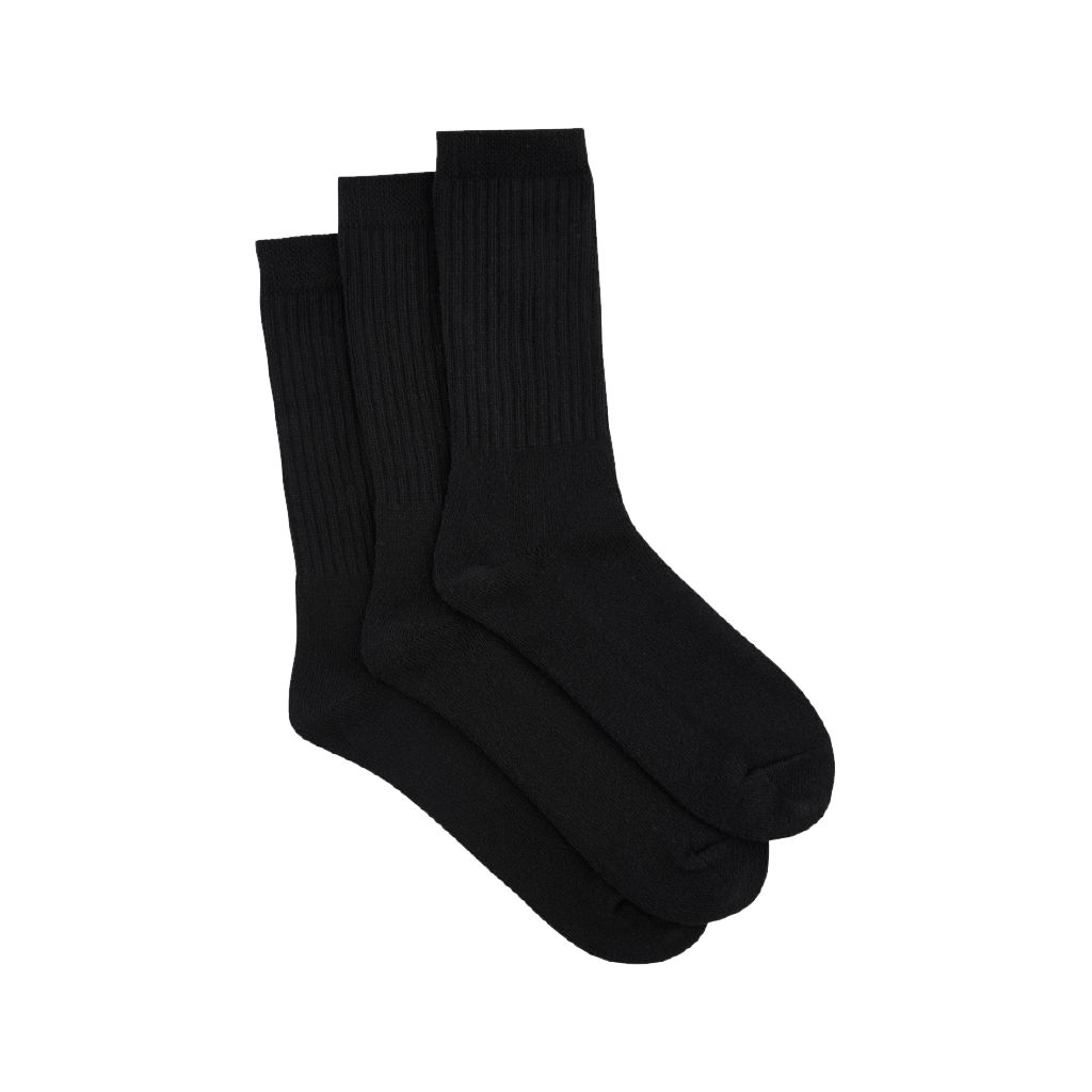 Rio Men's Sports Crew Socks 3 Pack Black | The Warehouse