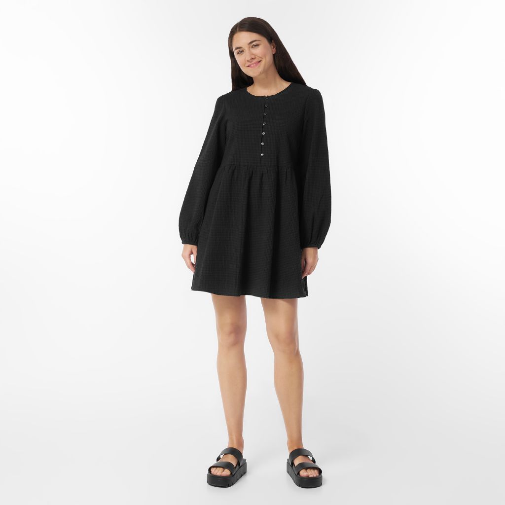 H&H Women's Long Sleeve Check Mini Dress Black | The Warehouse