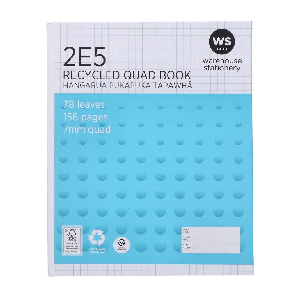 Ws Books WS Exercise Book 2E5 7mm Quad 78 Leaf Blue Mid | The Warehouse