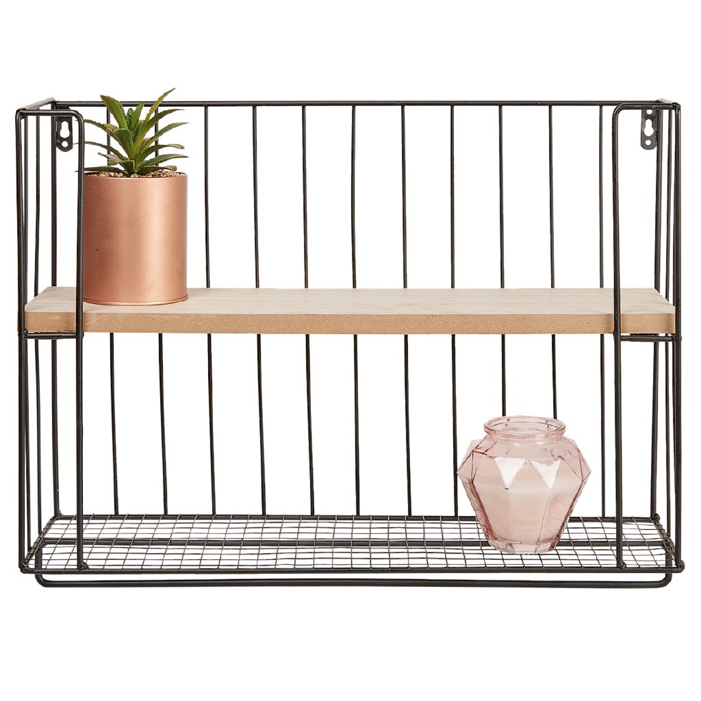 Living & Co 2Tier Wall Shelf Harvey Natural 50cm x 15cm x 37.5cm