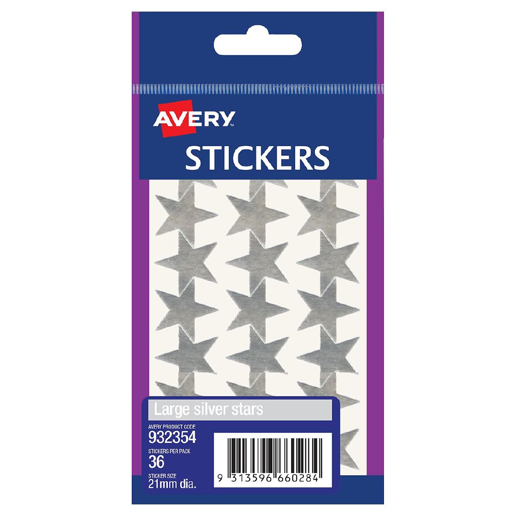 Avery Star Stickers 21mm Diameter Silver | The Warehouse