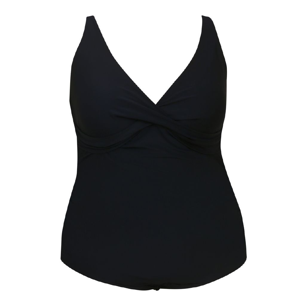 H&H Women's Plus Size Control Cross Cup Swimsuit Black The Warehouse
