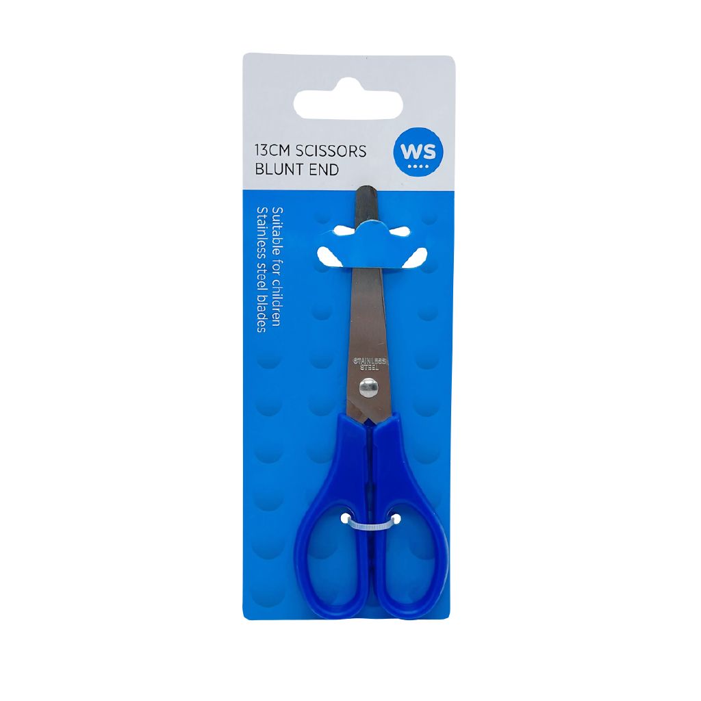 WS Blunt End Scissors 5 inch Blue Mid The Warehouse