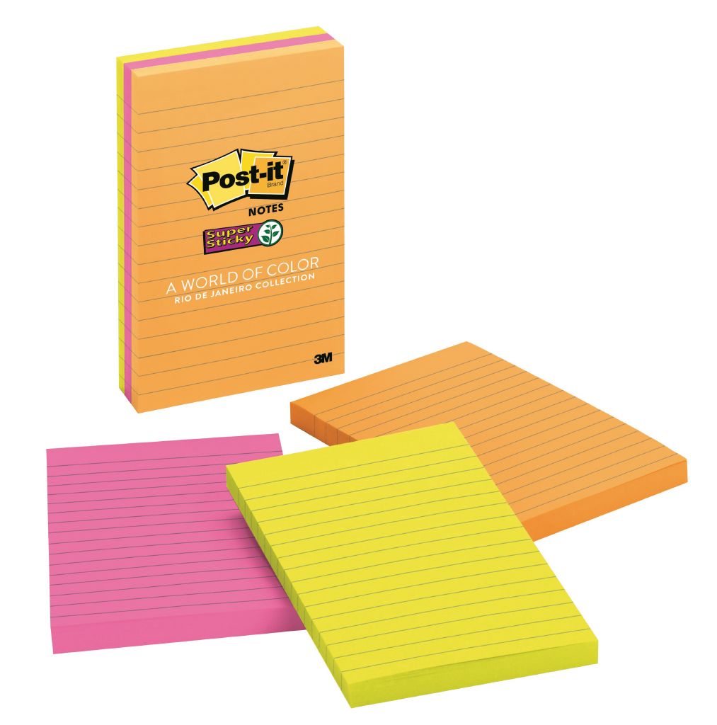 PostIt Rio De Janeiro Collection Super Sticky Notes 101mm x 152mm The Warehouse