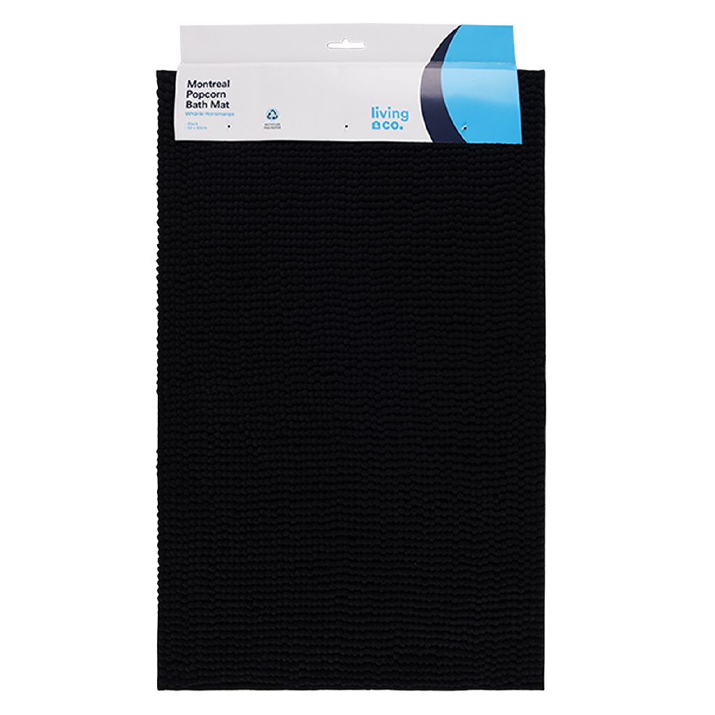 Living & Co Montreal Popcorn Bath Mat Black 50cm x 80cm Black The