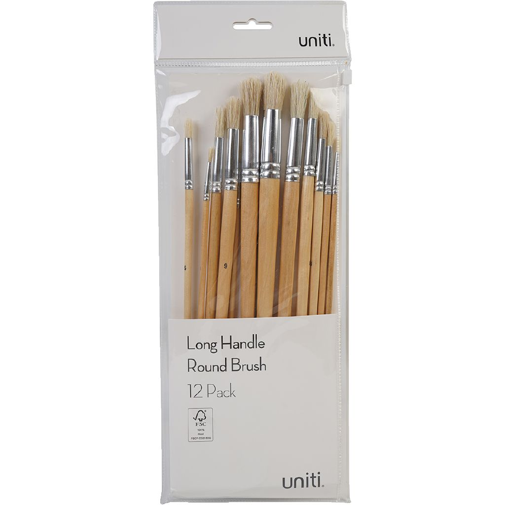 Uniti Long Handle Round Brush 12 Pack The Warehouse