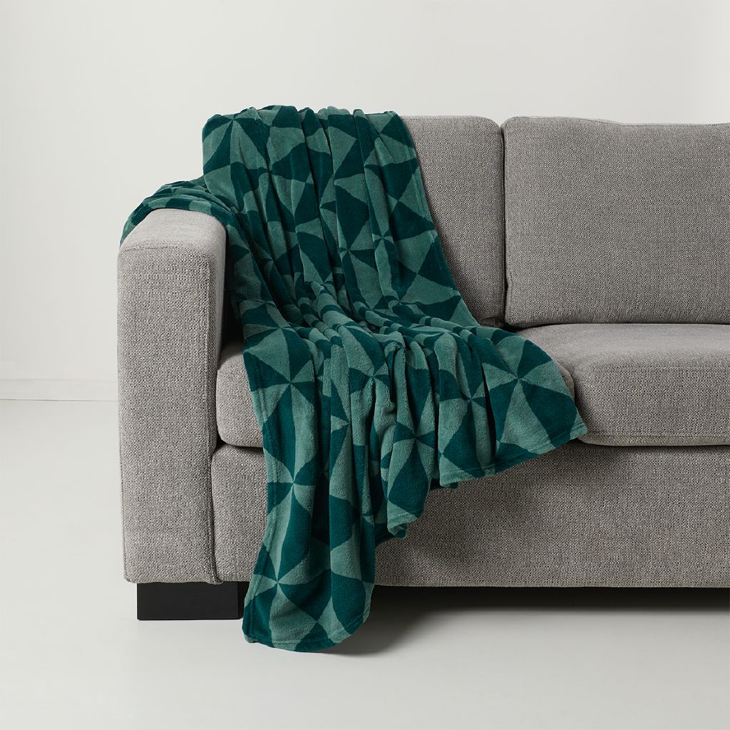 180GSM Soft Popcorn Coral Fleece Throw Rug 127 x 152cm Light Turquoise