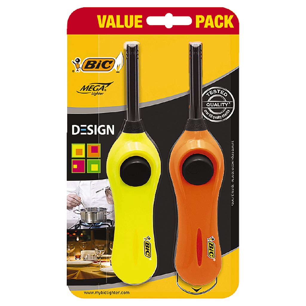 Bic U140 Fluo Mega Lighter 2 Pack The Warehouse