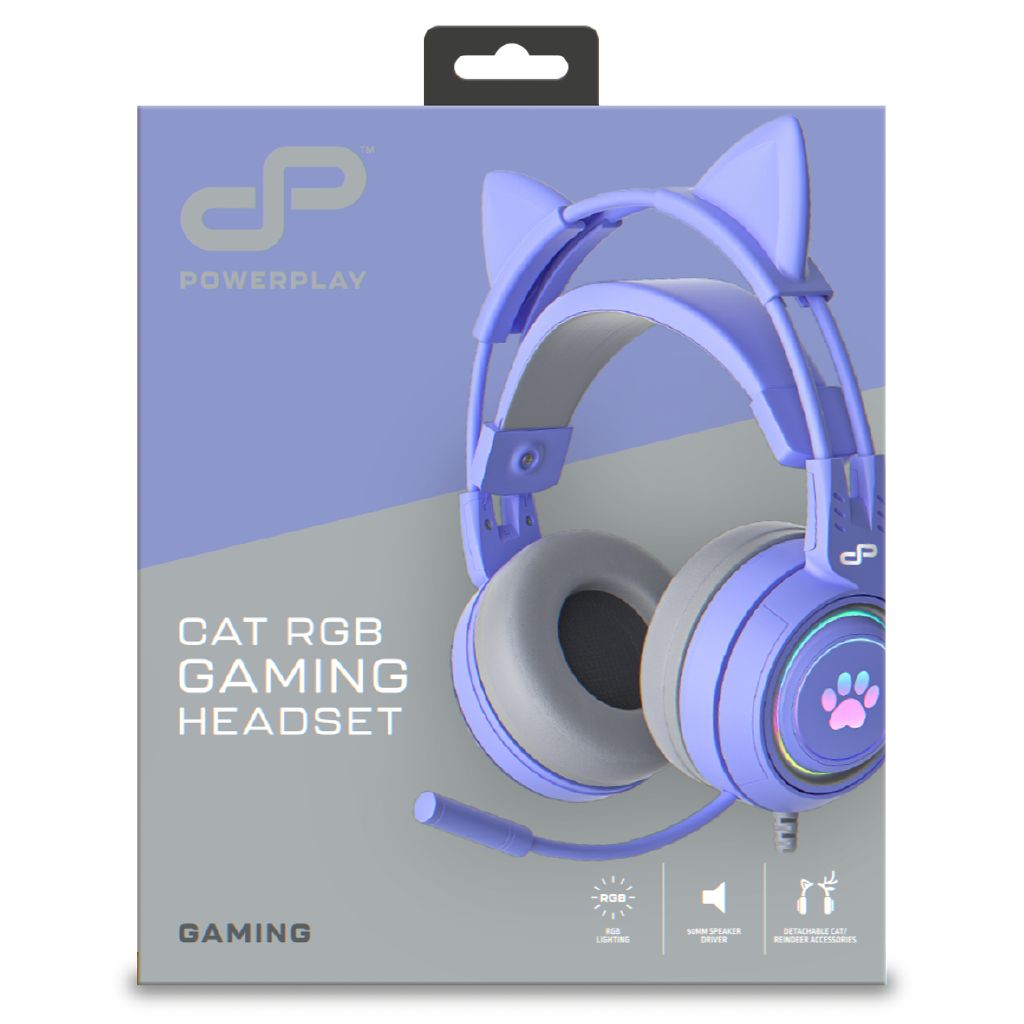 PowerPlay Cat RGB Gaming Headset - Purple