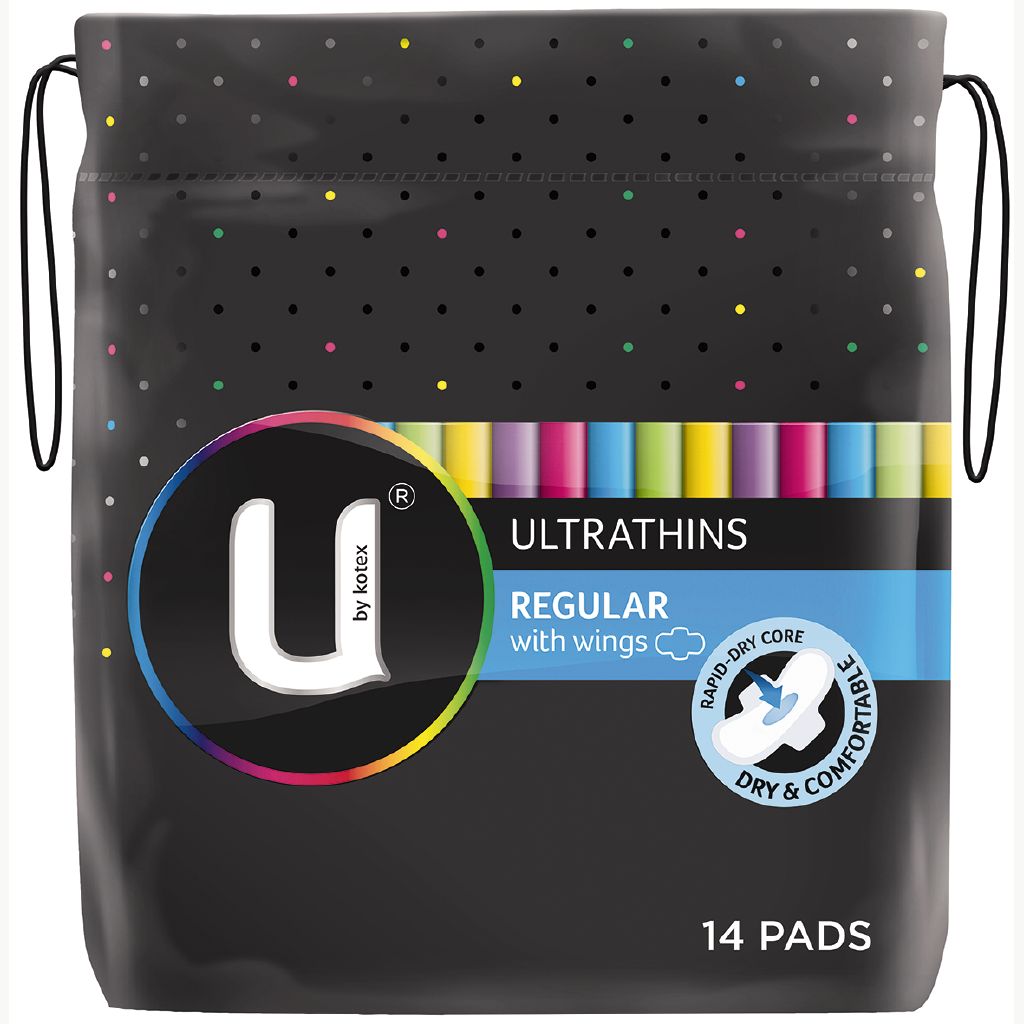 U By Kotex Ultrathin Pads Regular Wing 14s The Warehouse