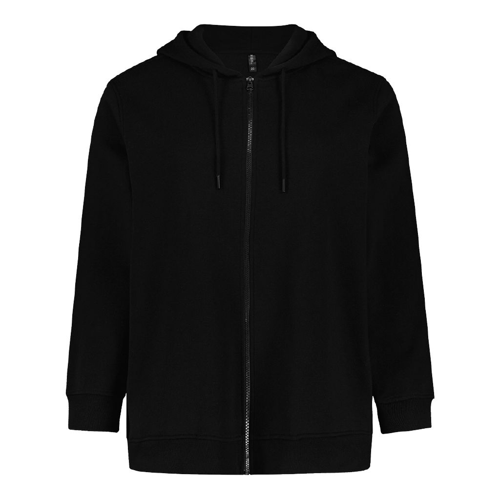 H&H Women's Plus Classic ZipThru Hooded Sweatshirt Black The Warehouse
