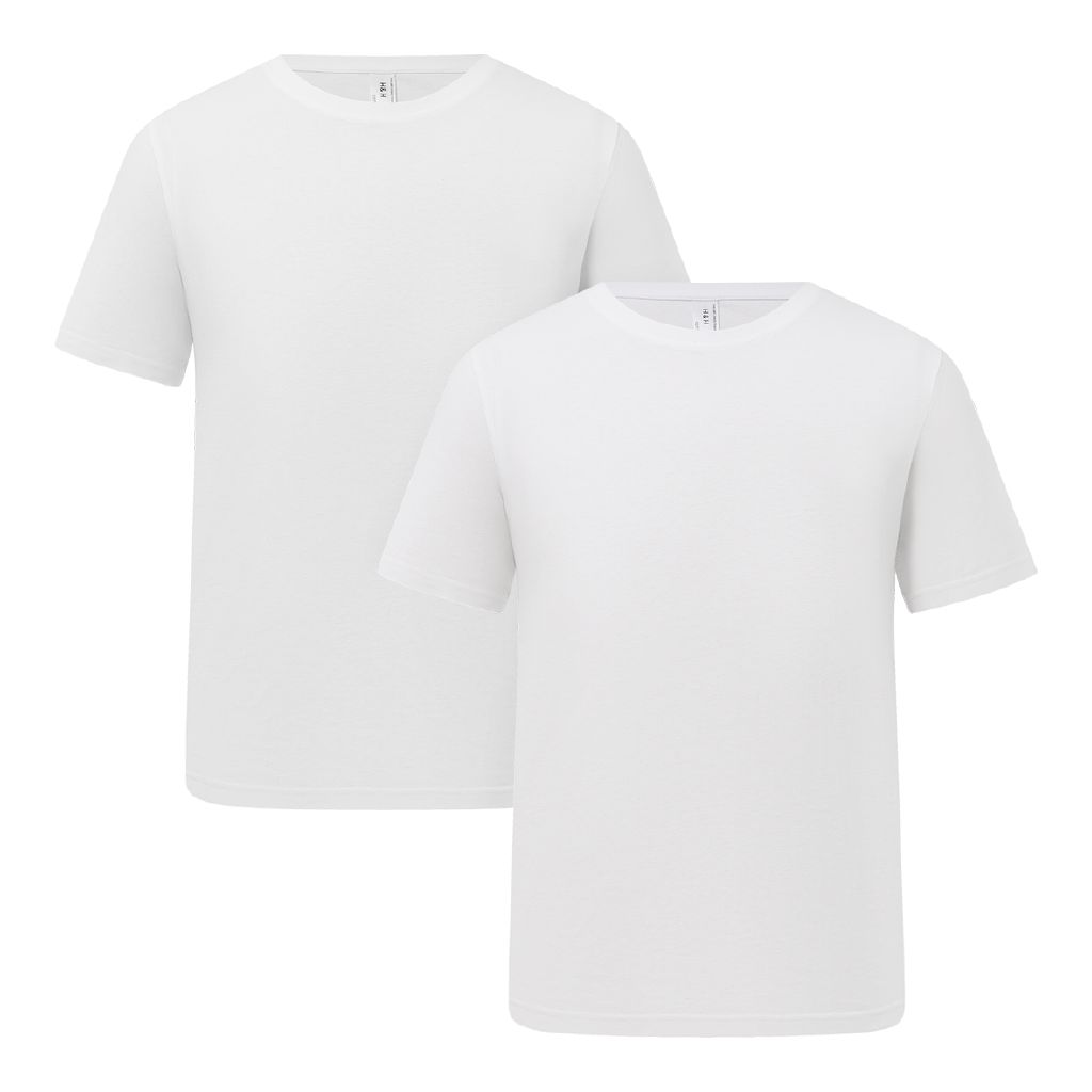 H H Men s Cotton Crew Neck Tee 2 Pack White The Warehouse