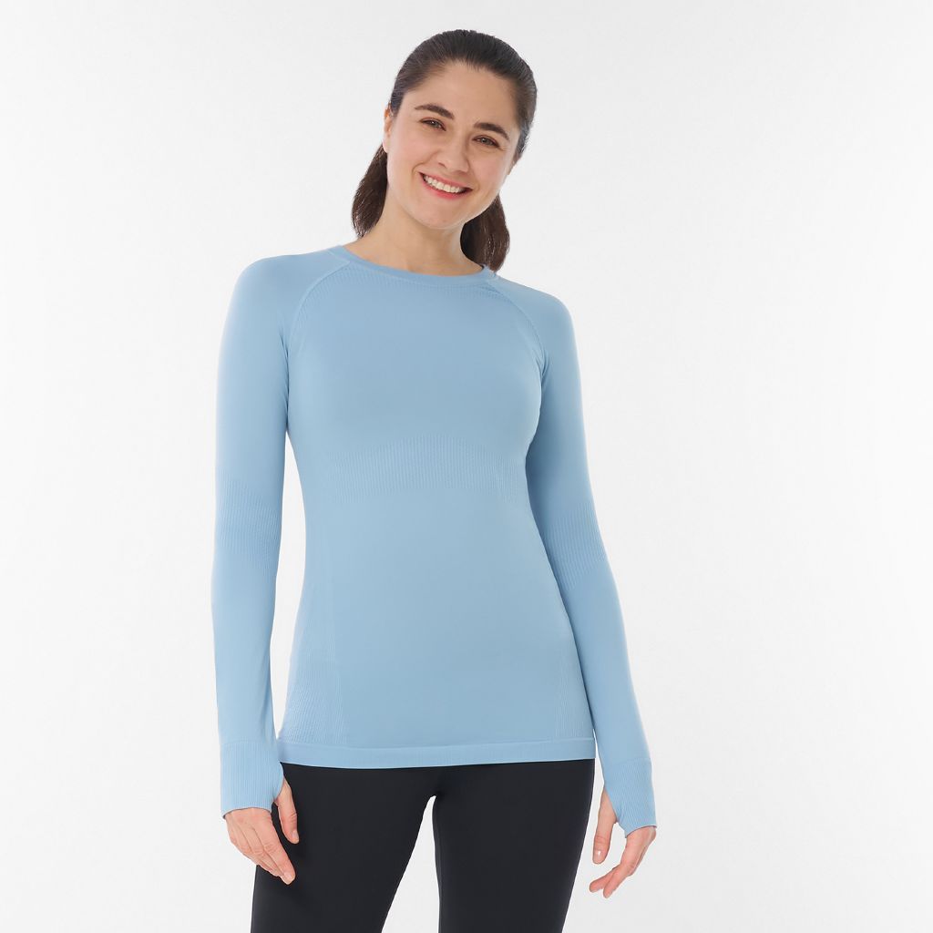 Active Intent Women's Long Sleeve Seamless Top Blue Mid | The Warehouse