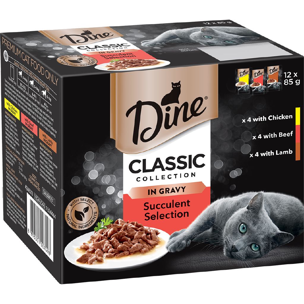Dine Succulent Selection In Gravy 12x 85g Pouches The Warehouse