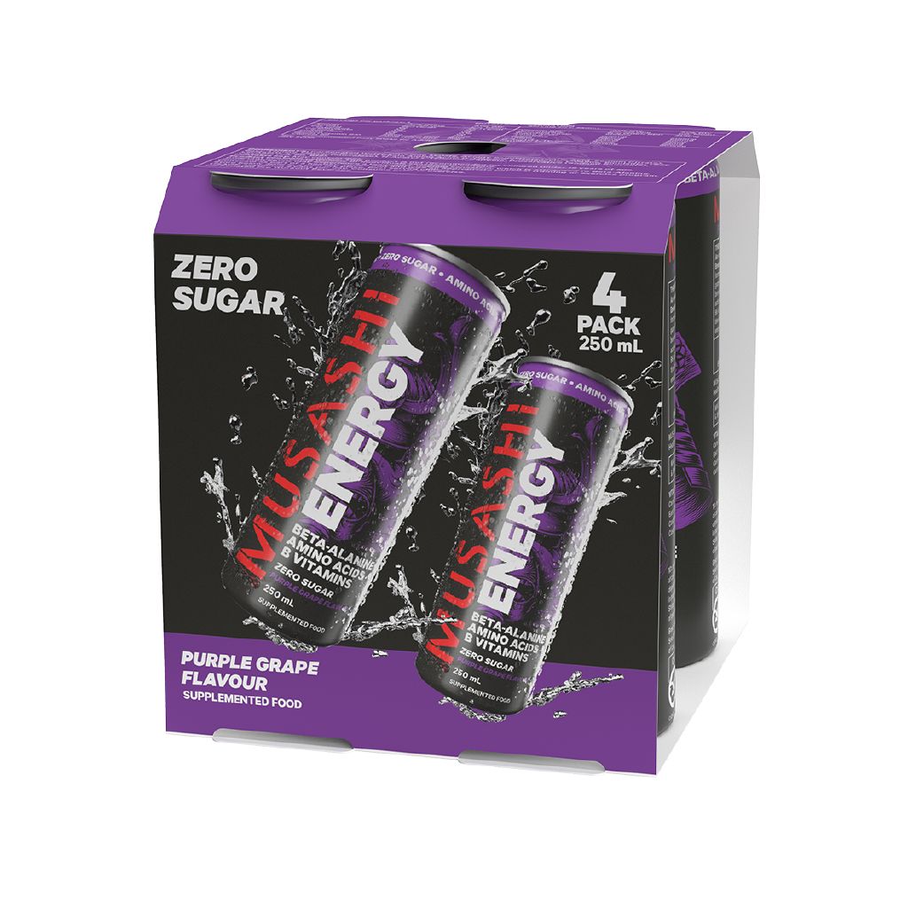 Musashi Energy Drink Purple Grape 4 x 250ml The Warehouse