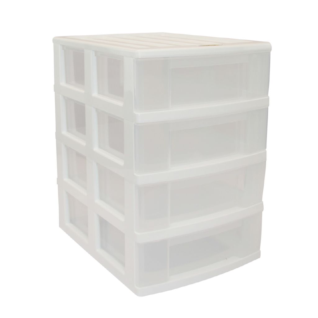 Taurus A4 Drawers 4Tier Storage With Clear Frame White White | The ...