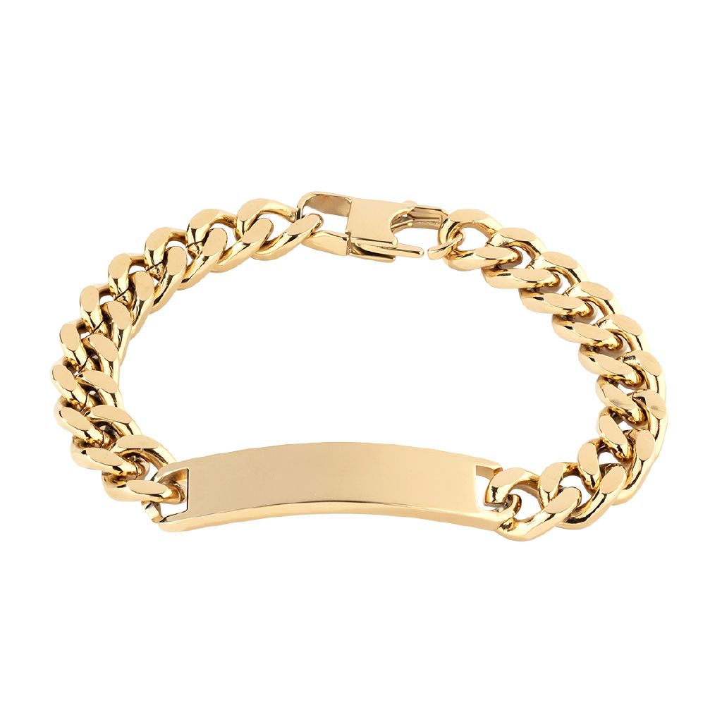 Stainless Steel Gold Plated Men's ID Bracelet 22.5cm Gold The Warehouse