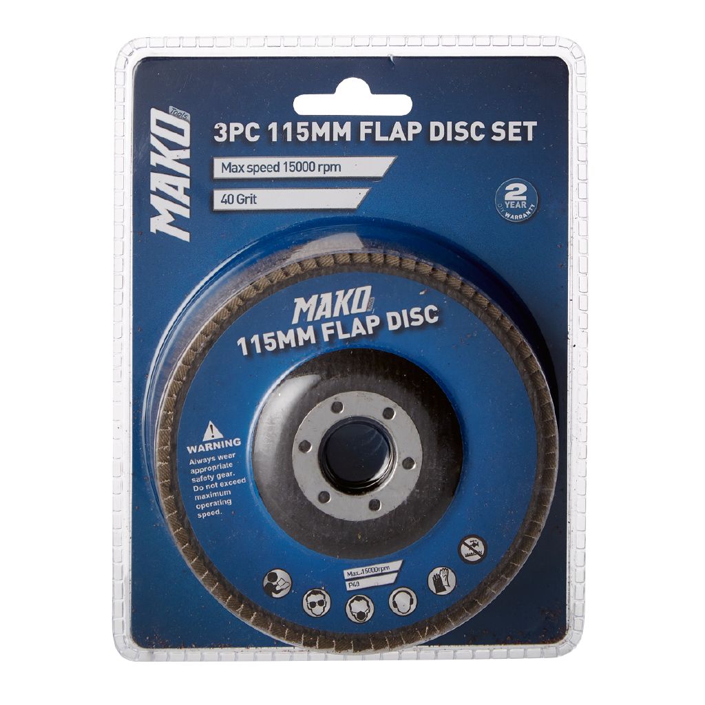 Mako Flap Disc Set 115mm 3 Pack The Warehouse