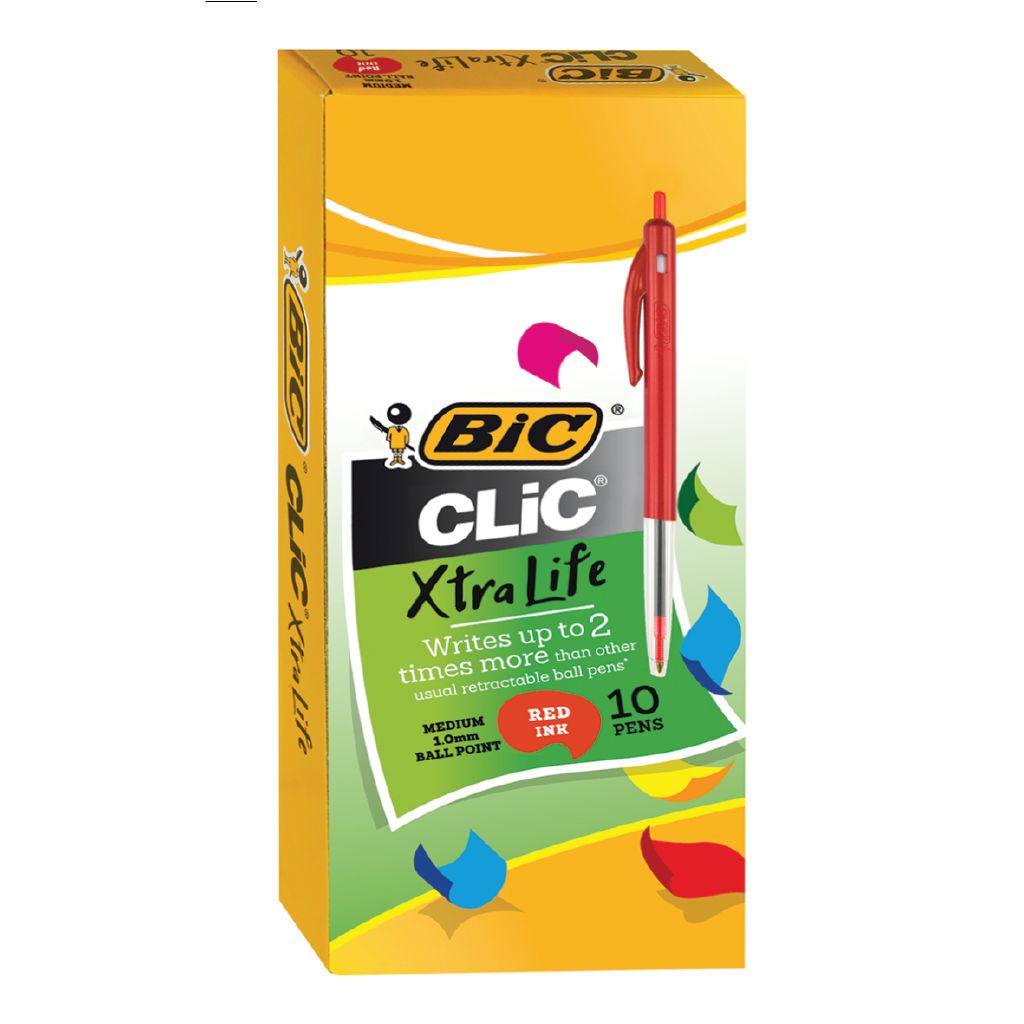 Bic Retracable Ballpoint Pen Red Red The Warehouse