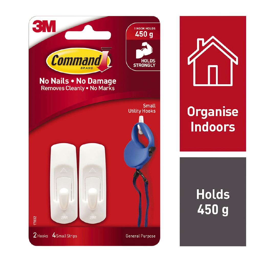 Command Hooks 2 Pack Small White | The Warehouse