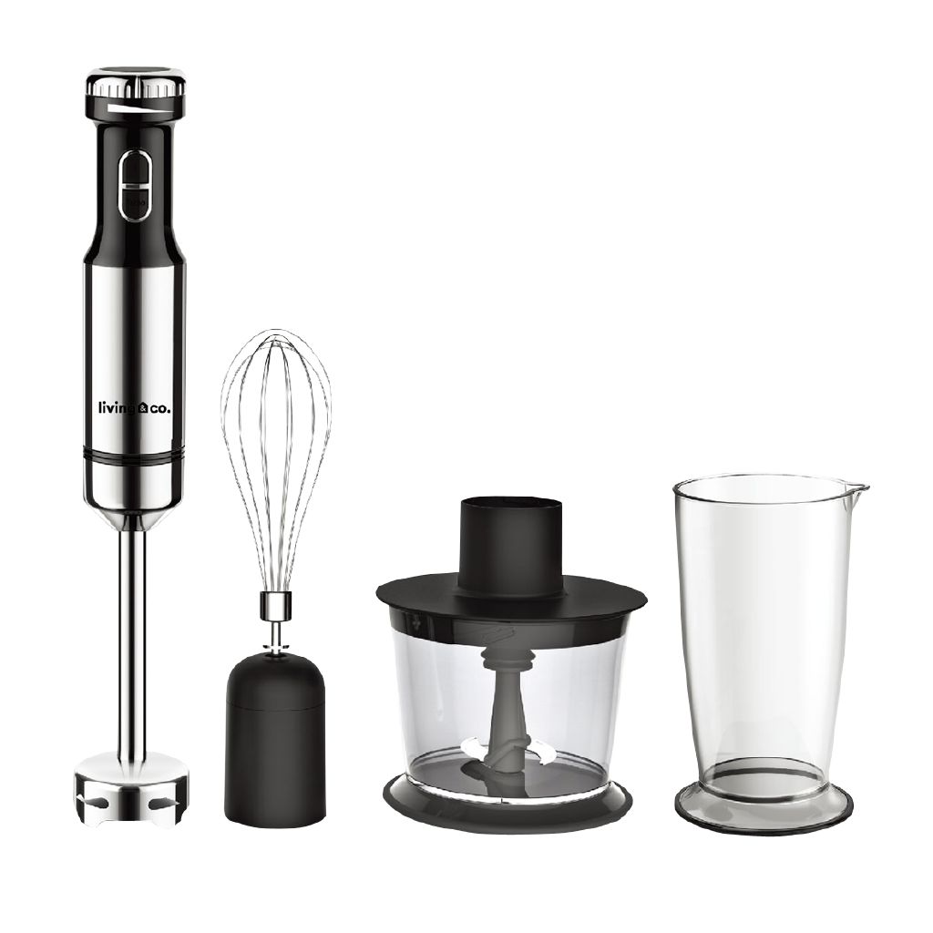 Living & Co Stick Mixer with Chopper Set Black/Silver Black/Silver The Warehouse