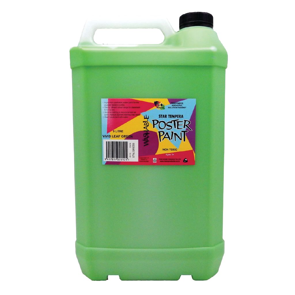 Fivestar Tempera Poster Paint Vivid Leaf Green 5 Litre The Warehouse