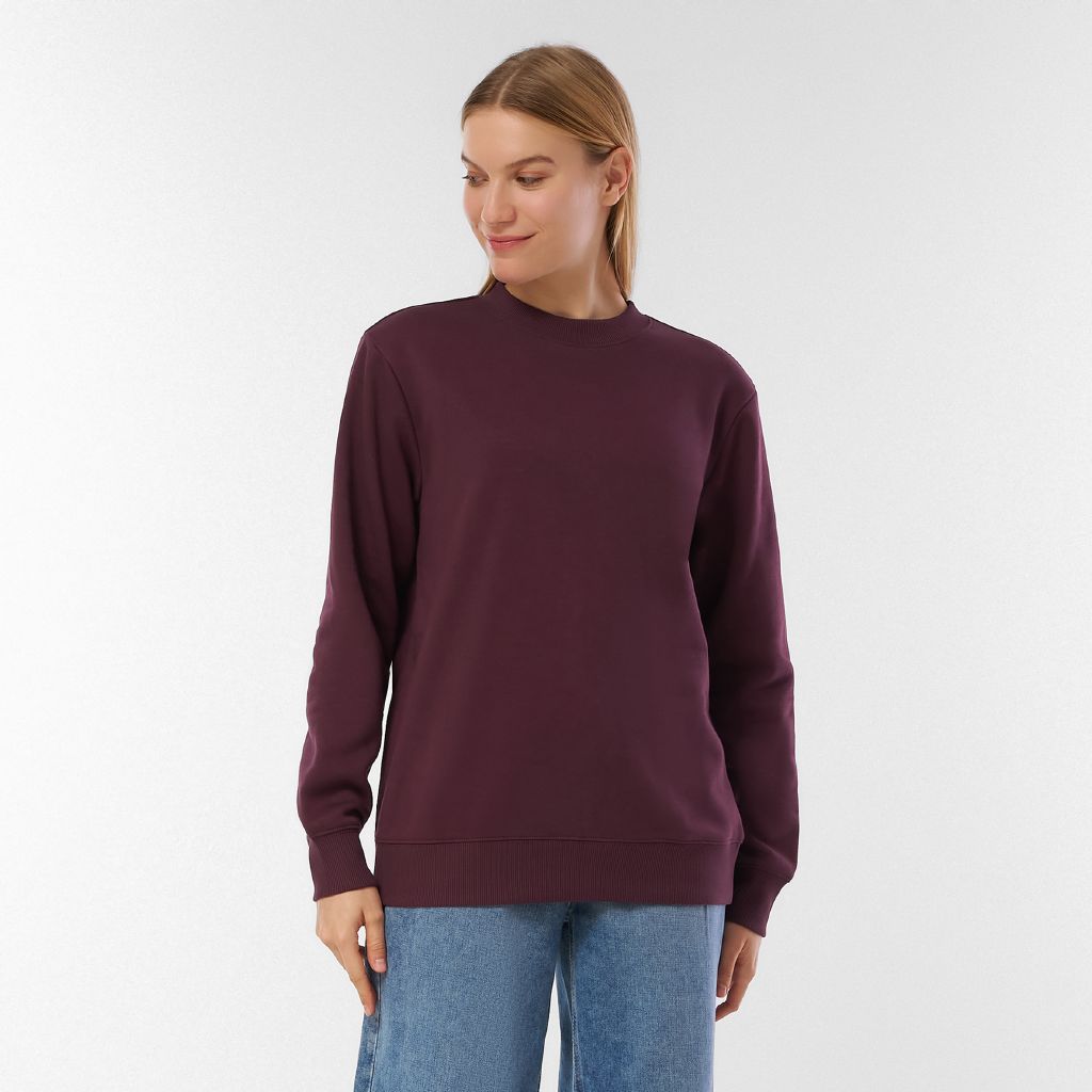 H&H Women's Classic Crew Sweatshirt Purple Dark | The Warehouse