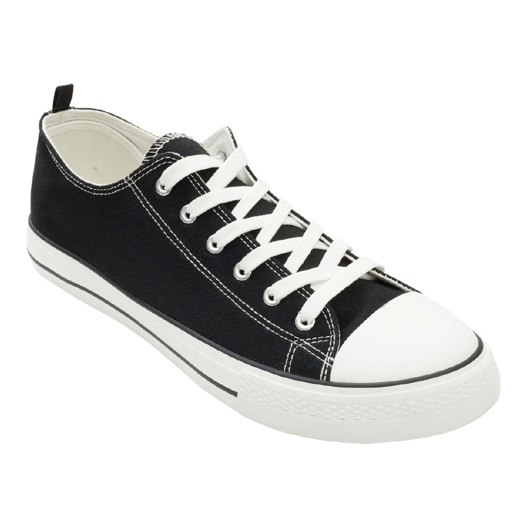 H H Adults Unisex Freestyle Canvas Low Top Sneakers Black White The