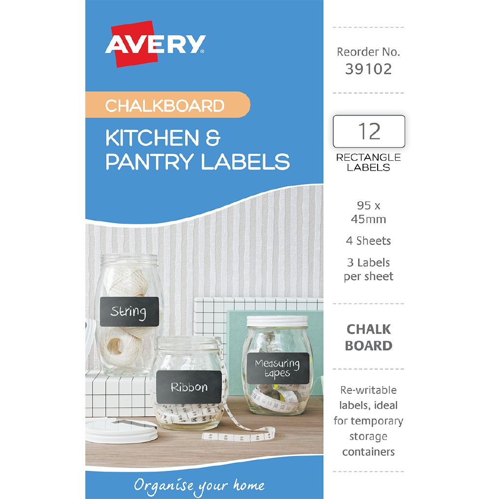 Avery Chalkboard Handwritable Storage Labels 95mm x 45mm 12 Labels ...