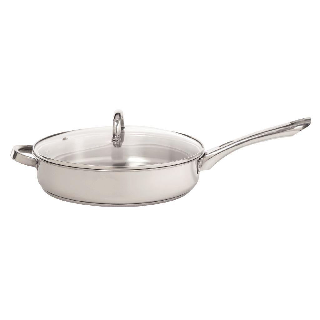 Living & Co Gourmet Stainless Steel Deep Dish Pan Silver 28cm Silver