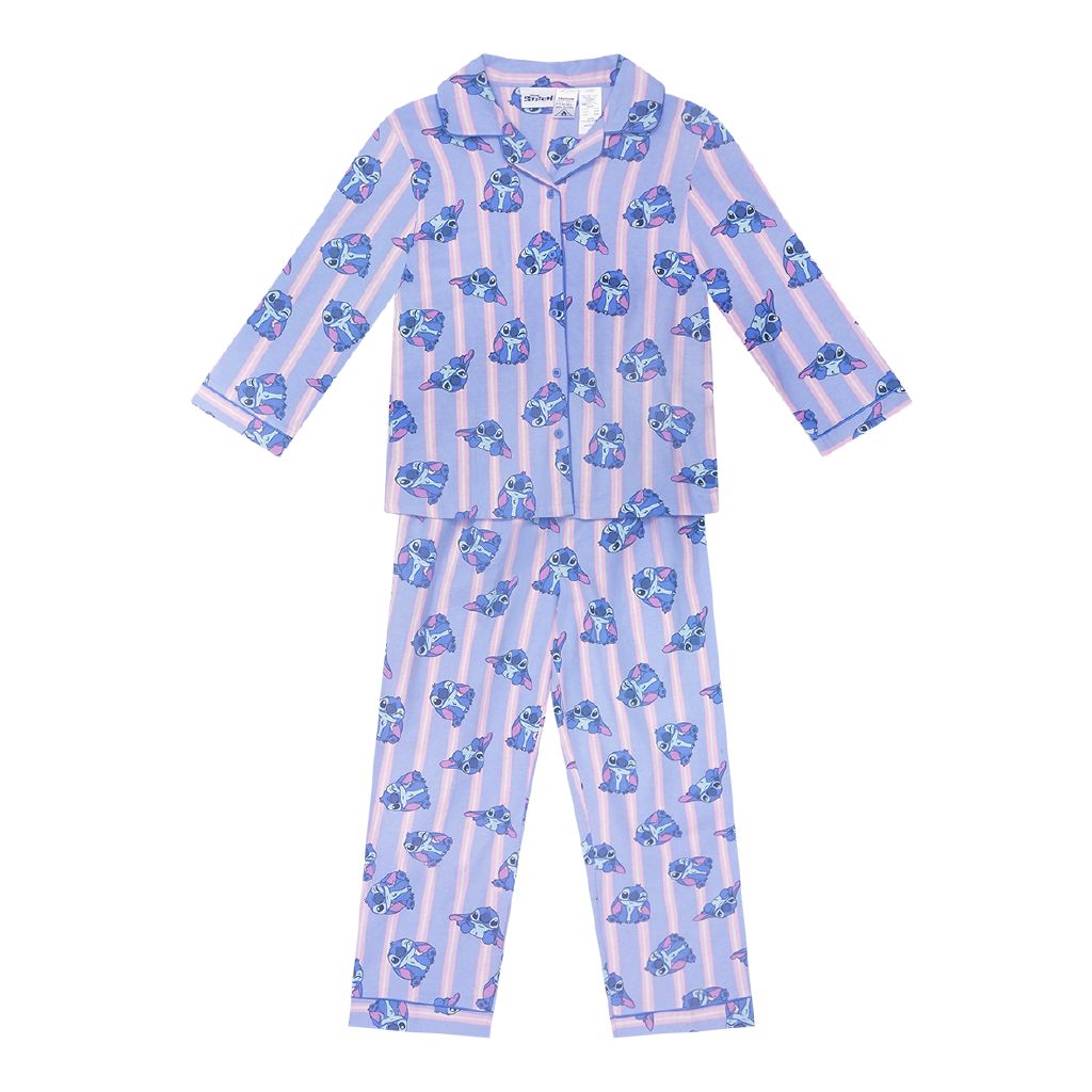 Stitch Girls' Flannelette Button Up Pyjama Set